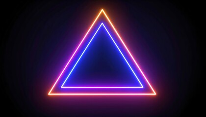 Glowing, layered neon triangle in vibrant colors against a black background