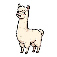 Fototapeta premium Cartoon Llama Illustration with White Background.