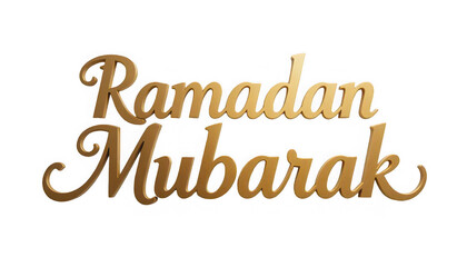 Elegant golden three dimensional calligraphy design spelling out ramadan mubarak for religious holiday celebrations and greeting cards