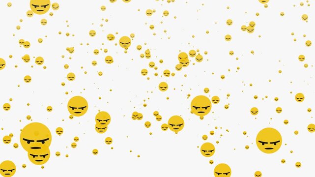 Social pattern facebook thumb up engry animation video footage on white background. Engry sign flying moving upwards direction while live chatting streaming. Facebook live reactions- React emotion.