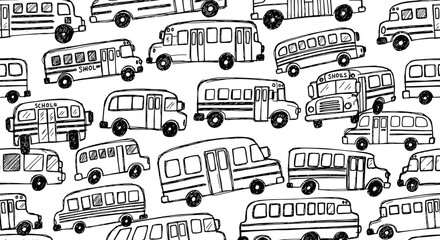 Naklejka premium Dynamic Line Art of Various Buses in Motion, Urban Setting, Illustration for Modern Design