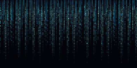 Digital rain of cascading green code on a black background © Juel