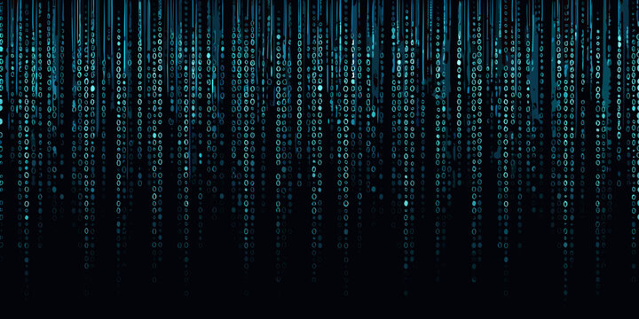 Digital rain of cascading green code on a black background