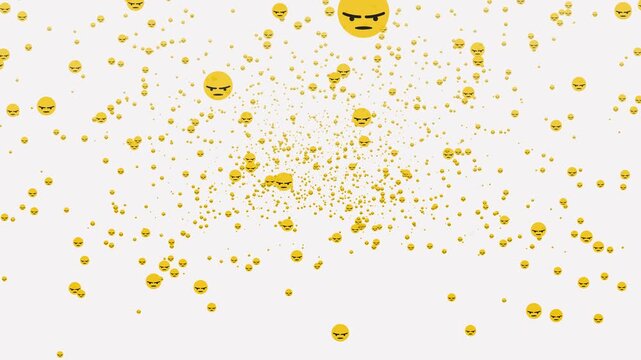 Social pattern facebook thumb up engry animation video footage on white background. Engry sign flying moving upwards direction while live chatting streaming. Facebook live reactions- React emotion.