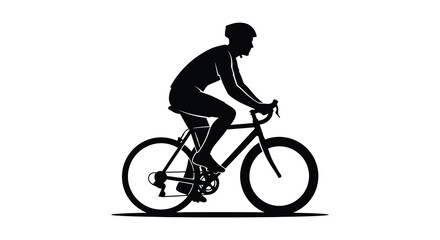 Obraz premium A stark black silhouette depicts a cyclist intensely focused on riding a road bicycle high quality professional detailed