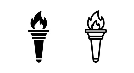 Obraz premium Olympic Torch Flame Icon Set Representing Competition, Success, and International Spirit