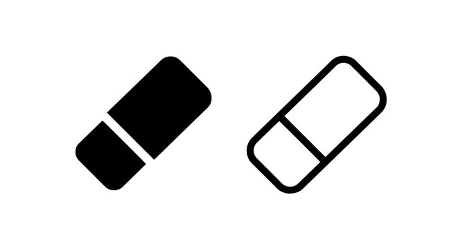 Eraser icons, filled and line art, for correcting mistakes.