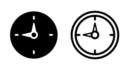 Classic Wall Clock Icon Set - Time Management and Punctuality Vector Symbol