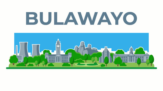 Bulawayo city skyline with famous landmarks vector illustration