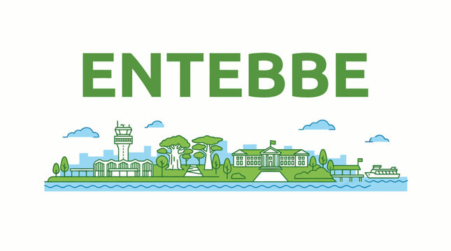 Entebbe Uganda city skyline travel panorama vector illustration