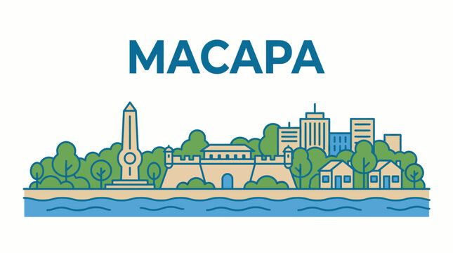 Macapa city skyline landmarks vector illustration