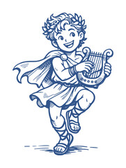 apollo, god of music - cartoon character - drawing (artwork 1)
