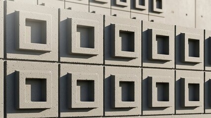 Concrete Wall Texture with Geometric Square Openings