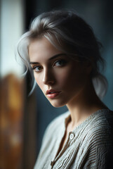 Generated art and fashion portrait of a woman.