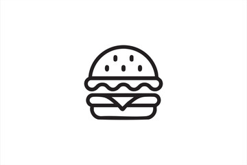 Fototapeta premium Minimal Burger Line Icon For Fast Food And Restaurant Design