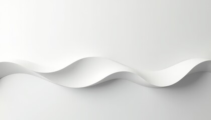 Abstract White Wave Form Flowing Elegantly Across a Clean Minimalist Background with Subtle Shadowing and Soft Lighting