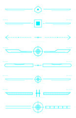 Blue Glowing Neon HUD Dividers and UI Design Elements Set.