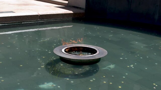 Eternal Flame Burning in the Pool of Reflection at Australian War Memorial