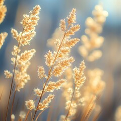 Beautiful dry grass flower on blurred nature background, soft focus.  high resolution   for isolate image