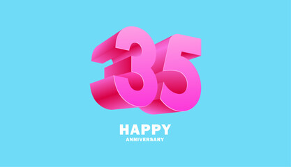 3D Modern colorful number anniversary 35th, 35th Happy Anniversary with fun color, celebrating banner design.