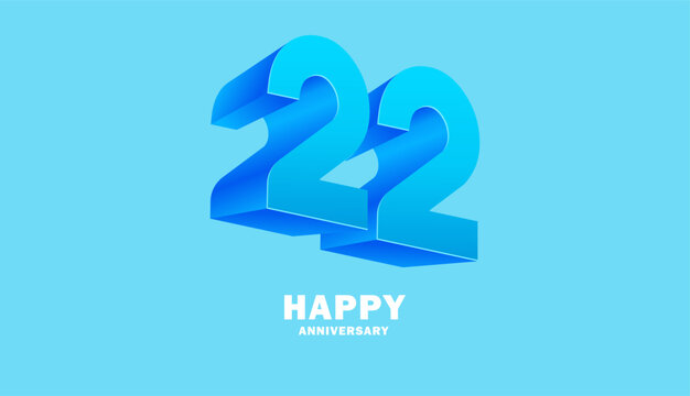 3D Modern colorful number anniversary 22th, 22th Happy Anniversary with fun color, celebrating banner design.