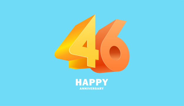 3D Modern colorful number anniversary 46th, 46th Happy Anniversary with fun color, celebrating banner design.