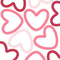 Abstract pattern with pink and red heart outlines. Valentine&rsquo;s Day abstract background.