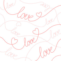 Handwritten Love Hearts Repeating Pattern. Valentine&rsquo;s Day abstract background.