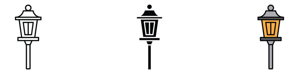 Street lamp icon vector. classic outdoor light symbol. vector illustration.
