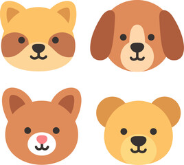 Obraz premium Cute Cartoon Animal Faces Collection