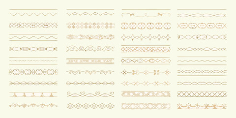Collection of decorative golden lines and ornamental dividers for designs