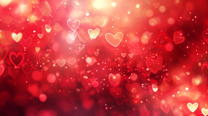 Soft red and pink bokeh background with glowing light particles and gentle blur. Romantic abstract backdrop with dreamy atmosphere, perfect for Valentine&rsquo;s Day