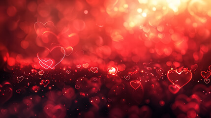 Soft red and pink bokeh background with glowing light particles and gentle blur. Romantic abstract backdrop with dreamy atmosphere, perfect for Valentine&rsquo;s Day