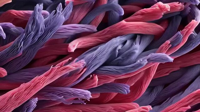 Colorful abstract microscopic fiber structures.