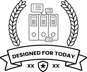 Fototapeta premium A black and white logo with a ribbon that says 