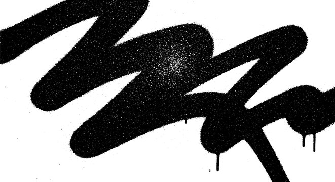 Abstract black spray paint graffiti tag on a white background.
