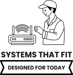 Fototapeta premium A man is fixing a wifi router