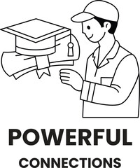 Fototapeta premium A man is holding a graduation cap and diploma