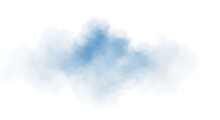 Soft blue cloud or smoke element on a clean white background, creating an ethereal abstract design