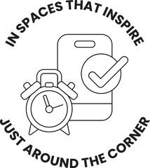 Fototapeta premium A clock and a phone are shown in a circle with the words 