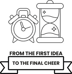 Fototapeta premium A clock and a sand timer are shown on a white background