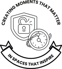 Fototapeta premium The logo features a clock and a lock, and the text 