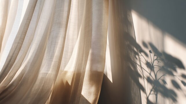 Sunlight Fills Modern Interior Through Open Window With Soft Curtains Creating an Airy Atmosphere in Early Spring
