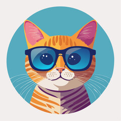 Obraz premium Cool Cat Wearing Sunglasses in Circular Composition