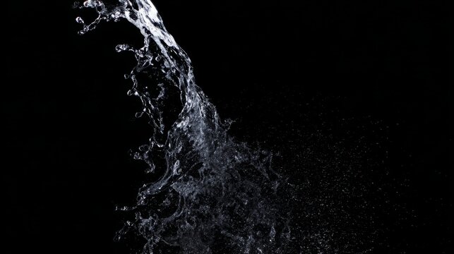 Dynamic Water Splash on Black Background