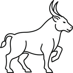 Obraz premium Minimalist outline icon depicting a strong standing bull raising one front leg with elegant horns suitable for zodiac or finance design concepts