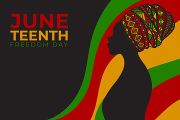 Juneteenth Freedom Day African American Woman Silhouette Vector