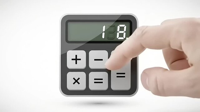 Hand Using Calculator for Mathematical Operations.