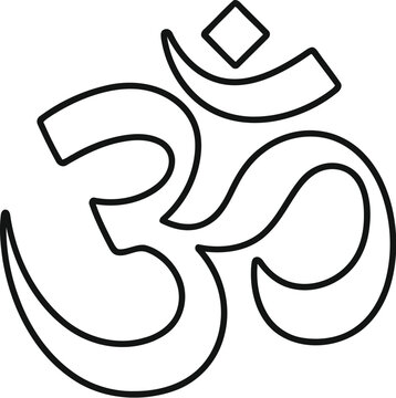 Black line art of the sacred hindu om symbol with a simple and elegant design