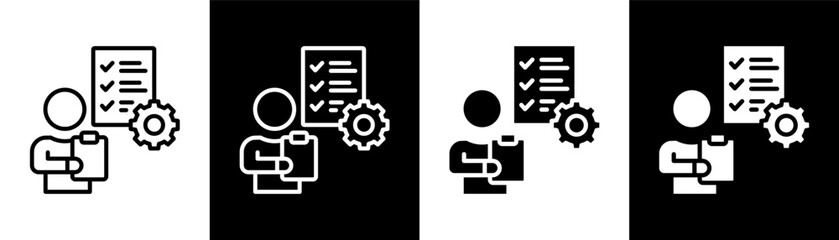 responsibility white icon set design